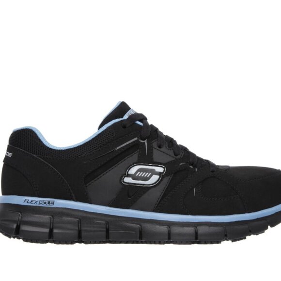 Skechers Work NWT Synergy Sandlot Alloy Toe Black/Teal Lace up Work shoes, 9 - Picture 1 of 15